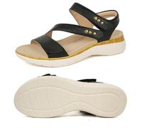 Ortho+rest Damen Sandalen mit Komfort-Fußgewölbestütze Bequeme Gehsandalen(Black,40)