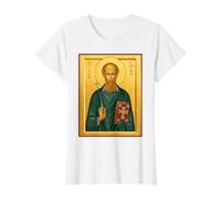Orthodoxe Ikone des Heiligen Aidan von Lindisfarne Preisgünstiges Grafik-T-Shirt, Damen, Weiß, XS