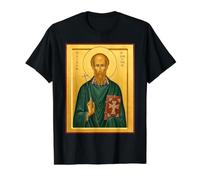 Orthodoxe Ikone des Heiligen Aidan von Lindisfarne Preisgünstiges Grafik-T-Shirt, Herren, Schwarz, XL