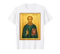 Orthodoxe Ikone des Heiligen Aidan von Lindisfarne Preisgünstiges Grafik-T-Shirt, Herren, Weiß, S