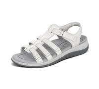 Orthofeet Damen Orthopädische Amalfi Verstellbare Leder-Sandalen - Schlangenweiß, Größe 39.5