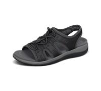 Orthofeet Damen Orthopädische Maui Sandale mit gewebtem Obermaterial- Schwarz, Größe 36.5