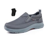 Orthopädische, atmungsaktive Herren-Sneaker, Fußgewölbeunterstützung, Schlupfschuhe für Herren, lässig, rutschfest, orthopädische Sneaker, Outdoor-Wanderschuhe, grau, 42 EU