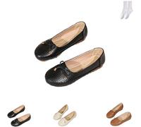 Orthopädische Damen-Slipper aus Leder mit Schleife, leger, rutschfest, bequem, für Business, Büro, Arbeit, Kleid, Schuhe für Hochzeit, Abend, Party, Schwarz , 0 UK