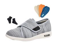 Orthopädische Diabetiker-Hausschuhe, Weite Rutschfeste Verstellbare Herrenschuhe Für Diabetiker Ödeme Und Arthritis, Bequeme Atmungsaktive Schuhe Für Senioren Orthopädisches Gehen(Light Gray,43 EU)