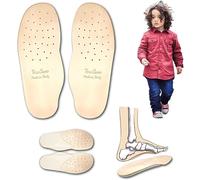 Orthopädische Einlegesohlen aus echtem Leder für Kinder mit Fußgewölbeunterstützung und Latex-Fersenerhöhung - italienisches Produkt - Fußbett aus Leder geruchshemmend, schweißhemmend, flache Füße,