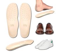 Orthopädische Einlegesohlen aus echtem Leder mit Fußgewölbeunterstützung und Latex-Fersenerhöhung - italienisches Produkt - Fußbett aus Leder geruchshemmend schweißabweisend Plattfüße Fasziitis