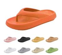 Orthopädische Flip-Flops für Damen, Diabetes-Sandalen für Plantarfasziitis, bequem, Sommer, Strand, Schlupfschuhe, breite Passform, gepolstert, Leder, Clogs mit Fußgewölbeunterstützung, Orange, 38 EU