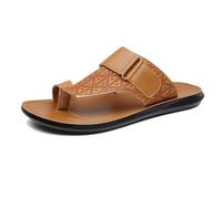 Orthopädische Herren-Sandalen In Übergröße, Modische, Atmungsaktive Sommer-Ledersandalen Zum Hineinschlüpfen Bei Ballenzehen, Lässige Flip-Flops Mit Rutschfestem Zehenring, Für Papa(Light brown,43 EU)