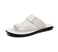 Orthopädische Herren-Sandalen In Übergröße, Modische, Atmungsaktive Sommer-Ledersandalen Zum Hineinschlüpfen Bei Ballenzehen, Lässige Flip-Flops Mit Rutschfestem Zehenring, Für Papa(White,43 EU)