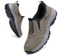 Orthopädische Herrenschuhe Rutschfeste Wanderschuhe Outdoor-Aktivitäten Wandersneaker Mit Fußgewölbeunterstützung Slip-on Loafer Atmungsaktiv Leicht Niedriger Bootsschuh ( Color : Brown , Size : 45 EU