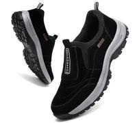 Orthopädische Herrenschuhe Rutschfeste Wanderschuhe Outdoor-Aktivitäten Wandersneaker Mit Fußgewölbeunterstützung Slip-on Loafer Atmungsaktiv Leicht Niedriger Bootsschuh ( Color : Black , Size : 50 EU