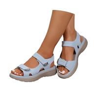 Orthopädische Sandalen Damen Breite Füße mit Klettverschluss Bequem Arch Support Sommerschuhe mit Weiches Fußbett Outdoor Trekkingsandalen Sommer Leichte Rutschfest Gummisohle Plateau Sandaletten