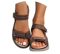 Orthopädische Sandalen Damen Breite Füße mit Klettverschluss Bequem Arch Support Sommerschuhe mit Weiches Fußbett Outdoor Trekkingsandalen Sommer Leichte Rutschfest Gummisohle Plateau Sandaletten