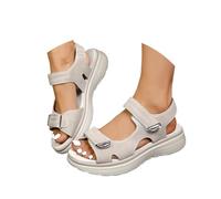 Orthopädische Sandalen Damen Breite Füße mit Klettverschluss Bequem Arch Support Sommerschuhe mit Weiches Fußbett Outdoor Trekkingsandalen Sommer Leichte Rutschfest Gummisohle Plateau Sandaletten