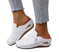 Orthopädische Sandalen Damen,Hausschuhe Damen Sommer Clogs & Pantoletten Sandalen Vorne Geschlossen Schlappen Orthopädische Keilsandalen Breite Füße Gartenschuhe Keilabsatz Sommerschuhe Weiß 37