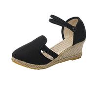 Orthopädische Sandalen Damen Peeptoe Elegante Wandersandalen Sommer Vintage Elegant Sandals Schlappen Mode Weich Damen große Keilabsatz Damen Plateau Bohemian Sandalen