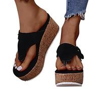 Orthopädische Sandalen Damen Sandalen Damen Elegant,Damen Keilabsatz Sandalen Zehentrenner Hausschuhe Römische Flip Flops Flache Plattform Schlappen Sommer Offene Schuhe Elegante Plateausohle