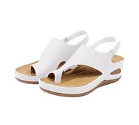 Orthopädische Sandalen für Damen, Sommer, Hallux Valgus, Sandale für Damen, bequem, bequem, bequem, rutschfest, offener Zehenbereich, atmungsaktiv, Knöchelriemen, für Strand, Walking, Urlaub, weiß, 39