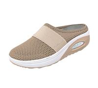 Orthopädische Schuhe Damen Air Cushion Diabetiker Schuhe Mit Luftkissen Lässige Slip On Walkingschuhe Sandalen shoes Nettjade Joggingschuhe Lauf Sportschuhe Turnschuhe Sneaker (Khaki, 38)