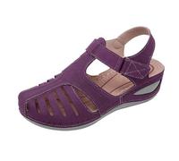 Orthopädische Schuhe Damen Sandalen Sommerschuhe Damen Geschlossene Zehen Keilsandalen mit Weich Fussbett Hohl Atmungsaktiv Damensandalen Bequeme Freizeit Sommersandalen Outdoorsandale