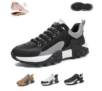 Orthopädischer Komfort-Sneaker 2024 für Herren, luftgepolsterte Freizeitschuhe, bequem, atmungsaktiv, rutschfest, dicke Sohle, Walking-Laufschuhe, Schwarz , 43 EU