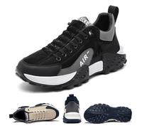 Herren Orthopädischer Komfort Sneaker Wasserdicht Air AIP Walking Tennis Bequeme Weite Schuhe Neutral Laufschuhe, Schwarz , 43.5 EU