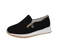orthopädisches schuhe damen Slip on Sneakers Damen Leicht Orthopädische Schuhe Bequeme Rutschfest Walkingschuhe Atmungsaktive Breite Füße Laufschuhe Memory Damenschuhe segeltuchschuhe Schwarz 39