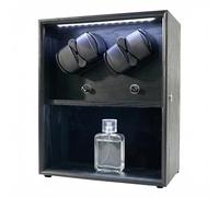Oryx 4 Uhrenbeweger für Automatikuhren, Rotierende Uhrenbox 5 Rotationsmodi Vitrine mit extra Parfümspeicher, abschließbare Wickler Weißlicht USB/AC Powered Mabuchi Motor
