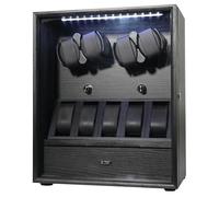 Oryx Uhrenbeweger für Automatikuhren, rotierende Uhrenbox, 5 Rotationsmodi, Vitrine mit extra Uhrenhaltern und Schmuckaufbewahrung, abschließbare Aufzieher, weißes Licht, USB/AC-betriebener
