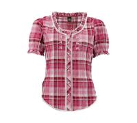 OS Trachten Damen Bluse Kurzarm Trachtenbluse mit Rundhalsausschnitt Smussu, Größe:44, Farbe:dunkelrot