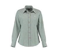 OS Trachten Damen Bluse Langarm Trachtenbluse mit Liegekragen Grovo, Größe:48, Farbe:dunkelgrün