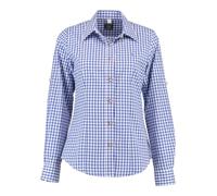 OS Trachten Damen Bluse Langarm Trachtenbluse mit Liegekragen Qorru, Größe:52, Farbe:Mittelblau