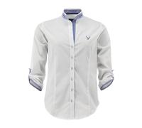 OS Trachten Damen Bluse Langarm Trachtenbluse mit Stehkragen Smego, Größe:44, Farbe:weiß