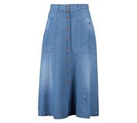 OS Trachten Damen Denim-Rock Wadenlanger Trachtenrock Jeansrock Tellerrock mit 2 Seitentaschen Brujus
