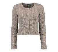 OS Trachten Damen Strickjacke Trachtenjacke Cardigan mit Rundhalsausschnitt Igaza, Größe:42, Farbe:Dunkelbraun