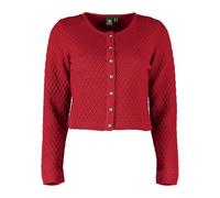 OS Trachten Damen Strickjacke Trachtenjacke Cardigan mit Rundhalsausschnitt Quivun, Größe:48, Farbe:mittelrot