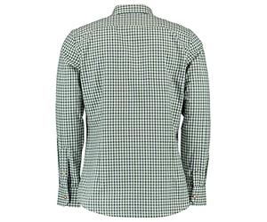 OS Trachten Herren Hemd Langarm Trachtenhemd mit Liegekragen Lundoko, Größe:35/36, Farbe:dunkelgrün