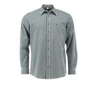 OS Trachten Herren Hemd Langarm Trachtenhemd mit Liegekragen Ukazui, Größe:49/50, Farbe:dunkelgrün