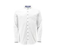 OS Trachten Herren Hemd Langarm Trachtenhemd mit Stehkragen Omsaya, Größe:39/40, Farbe:weiß-mittelblau