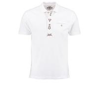 OS Trachten Herren Poloshirt Kurzarm Jagdshirt mit Polokragen Esoqo, Größe:5XL, Farbe:weiß