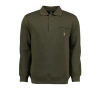 OS Trachten Herren Sweatshirt Pullover Jagdsweatshirt mit Liegekragen Rizapa, Größe:XXL, Farbe:Oliv