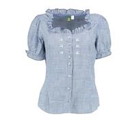 OS Trachten Kurzarm Trachtenbluse mit Rundhalsausschnitt Zerado, Größe:36, Farbe:Jeans