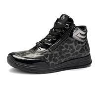 Sneakerboots ARA "OSAKA", Damen, Gr. 7 (40,5), schwarz (schwarz, grau), Lederimitat, Lacklederimitat, animal-print, metallic, modisch, Schuhe, Sneaker, Boots in Komfortweite H (= sehr weit) (68465465-