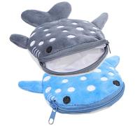 OSALADI 2 Stück Niedliche Haifisch Münztäschchen aus Superweichem Fleece Leicht und Multifunktional für Mädchen Jungen und Teens als Praktisches Accessoire
