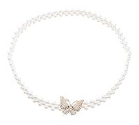 OSALADI Elegante Stilvolle Körperkette Taillenkette aus Weißer Imitationsperle mit Schmetterlings Design für Frauen und Braut mit Sommerstimmung für Bikini und Besondere Anlässe