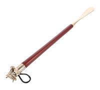 OSALADI Langer Schuhanzieher mit Kuhkopfdesign aus Legierung und Holz 46cm Tragbar und Ergonomisch für Senioren und Reisen Geeignet