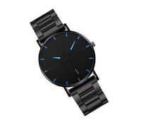 OSALADI Schlichte Herrenarmbanduhr Klassische Schwarze Uhr mit Quarzuhrwerk aus Edelstahl Komfortabel zu Tragen Dünnes Design für Männer