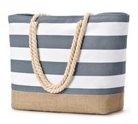 oscaurt Strandtasche XXL Familie Shopper Tasche Damen Badetasche Wasserdicht Umhängetasche Beach Tote Bag mit Reißverschluss Faltbare Reisetasche Sporttasche Travel Bag (Dunkelgrau)