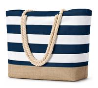 oscaurt Strandtasche XXL Familie Shopper Tasche Damen Badetasche Wasserdicht Umhängetasche Beach Tote Bag mit Reißverschluss Faltbare Reisetasche Sporttasche Travel Bag (Dunkelblau)